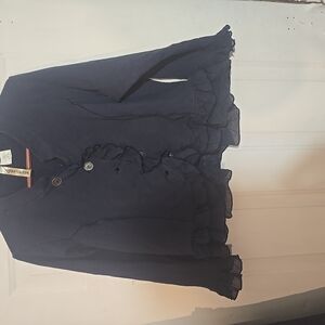 Eyeshadow Navy Blue  Ruffled Top 3X